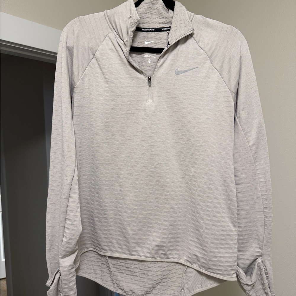 Nike Gray Therma-FIT Running Pullover with White Swoosh
